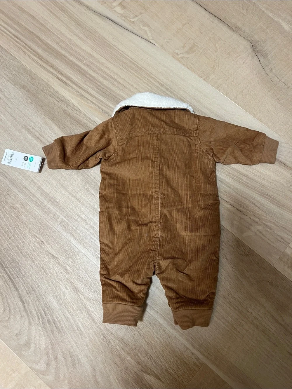 Carter's Brown Corduroy Jumpsuit with Cream Sherpa Collar